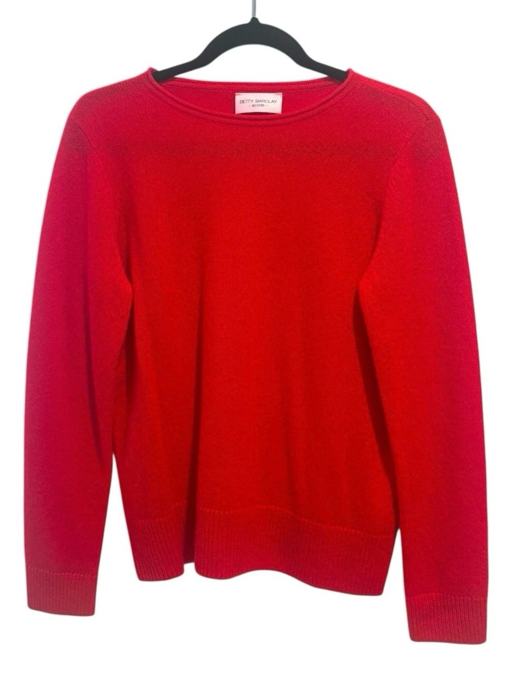 Betty Barclay 100% Cashmere Red Crewneck Sweater Sz 40 US M Preppy Luxury